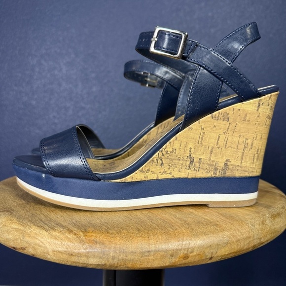 Montego Bay Navy Blue "Rory" Cork Wedges, Size 10 - Picture 2 of 7